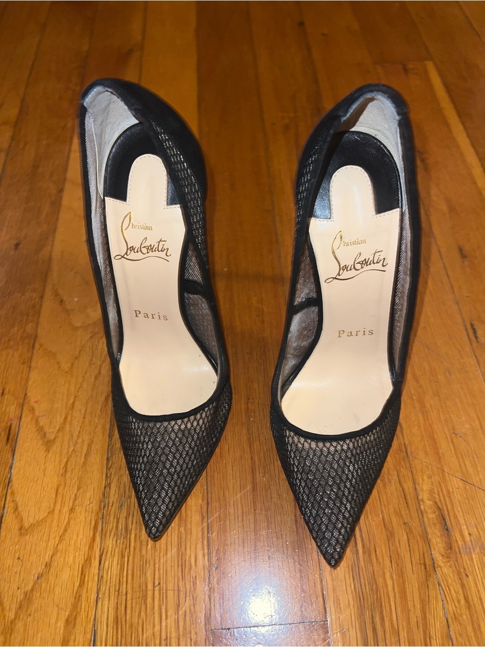 Christian Louboutin Follies Resille 120 Black Mesh Pumps 🖤 EU 36 / US 5.5-6